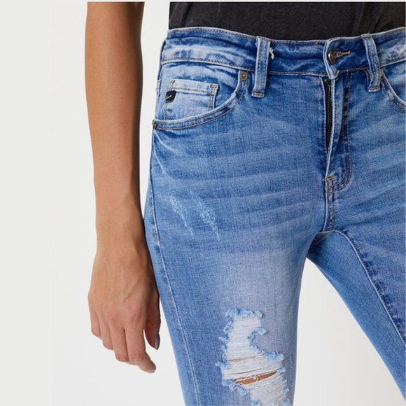 KanCan Mid Rise Frayed Ankle Skinny - Various Size - Picture 4 of 7